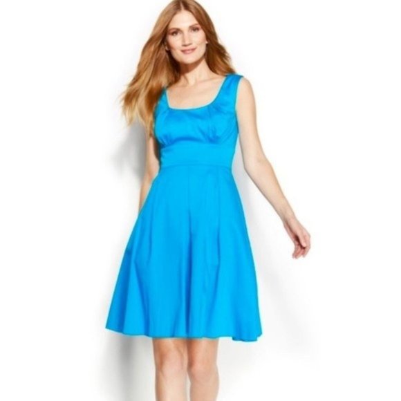 Calvin Klein Fit & Flare Party Dress Blue Sleeveless Size 8 - Picture 1 of 8